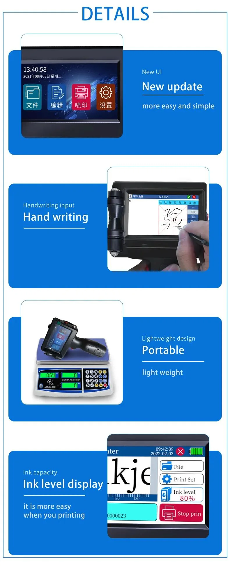 New Design12.7mm Tij Portable Qr Code Expiry Date Handheld Inkjet Printer