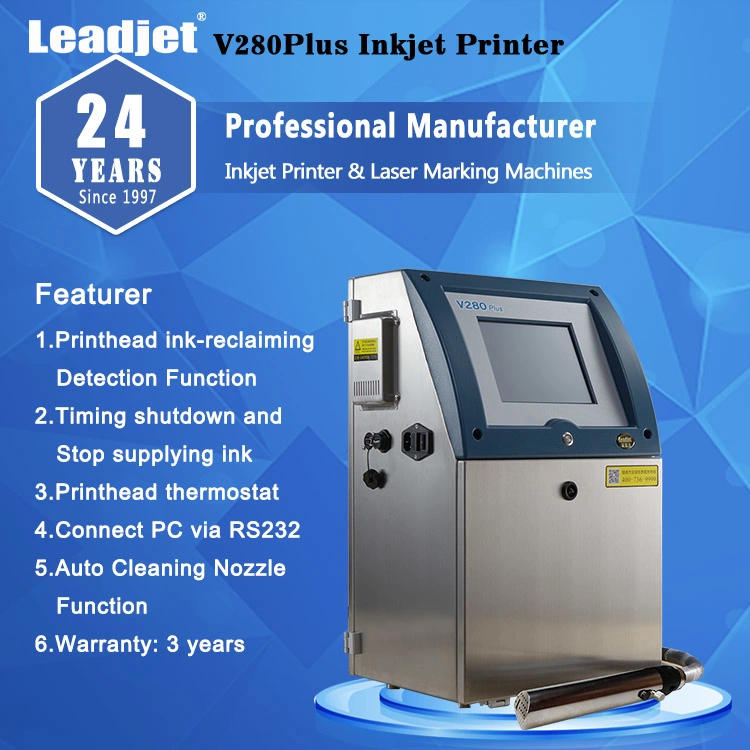 V280plus Inkjet Coding Machine for Food and Beverage and Chemical Product Expiry Date Batch & Lot Number Printer