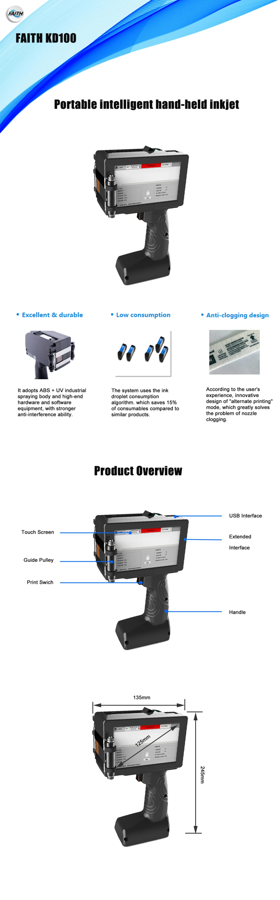 Faith Portable Hand Held Inkjet Printer Handy Ink Jet Printer