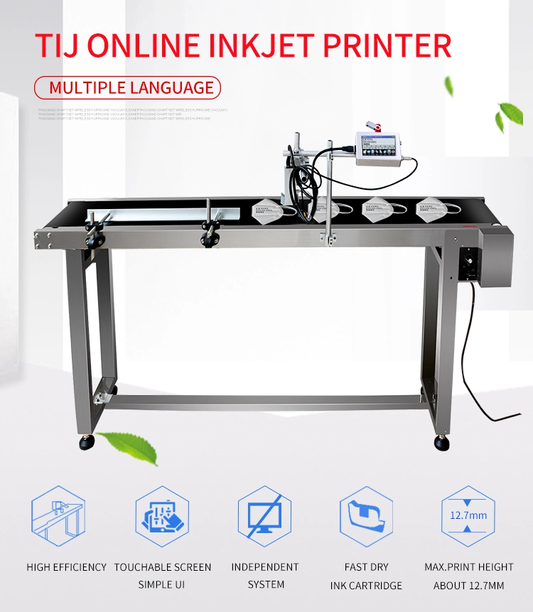 High Speed Continuous Online 12.7mm Date Qr Code Barcode Code Inkjet Printer